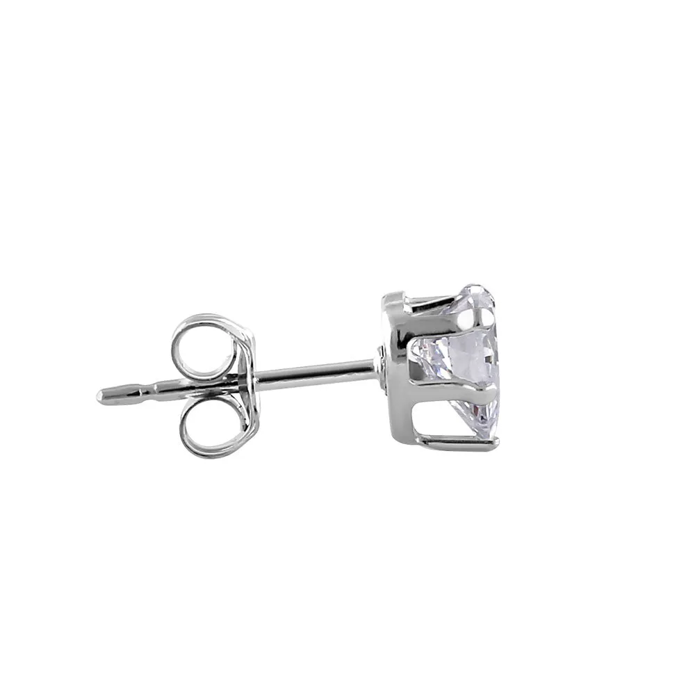 0.44ct Sterling Silver Clear Heart CZ Stud Earrings 5mm