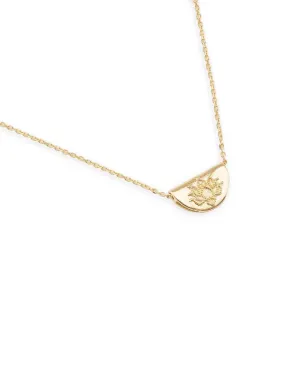 14k Gold Mini Lotus Necklace - Solid Gold