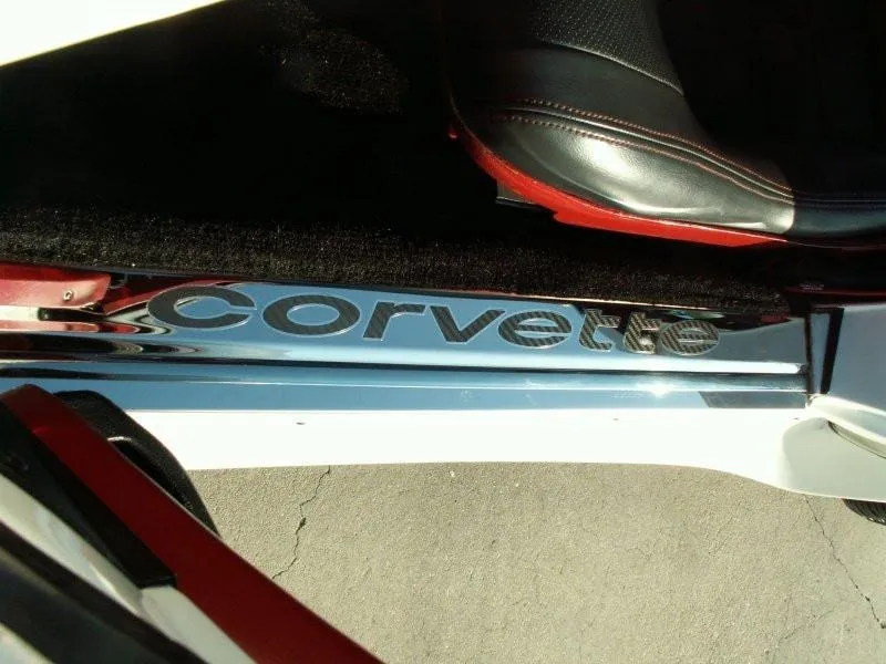 1978-1982 C3 Corvette Door Sills w/Corvette Vinyl Inlay Lettering 2PC - Polished Stainless