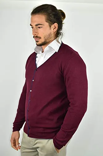 1st American Cardigan con Bottoni in Cashmere e Seta da Uomo Manica Lunga - Pullover Invernale Finezza 14