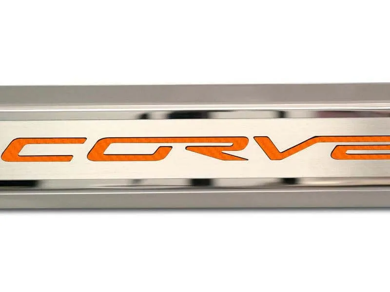 2005-2013 C6 Corvette - Inner Door Sills CORVETTE Lettering - Stainless Steel