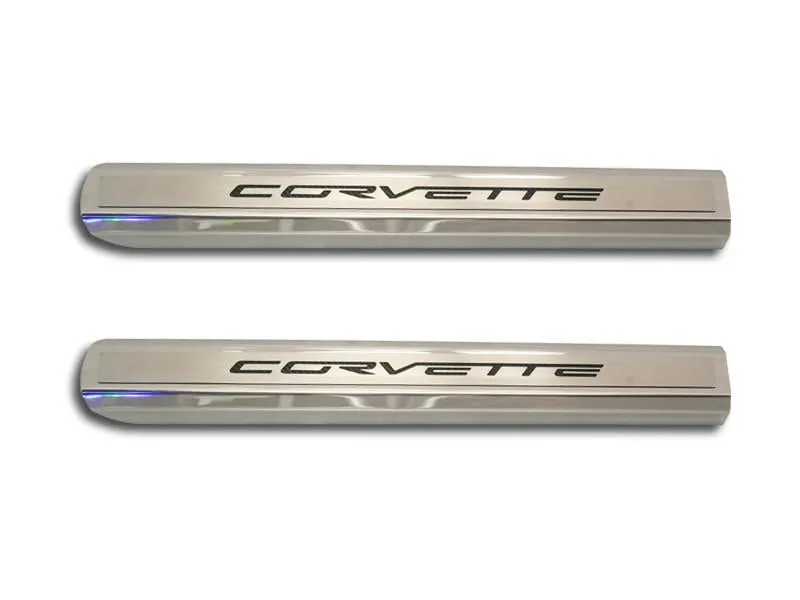 2005-2013 C6 Corvette - Inner Door Sills CORVETTE Lettering - Stainless Steel