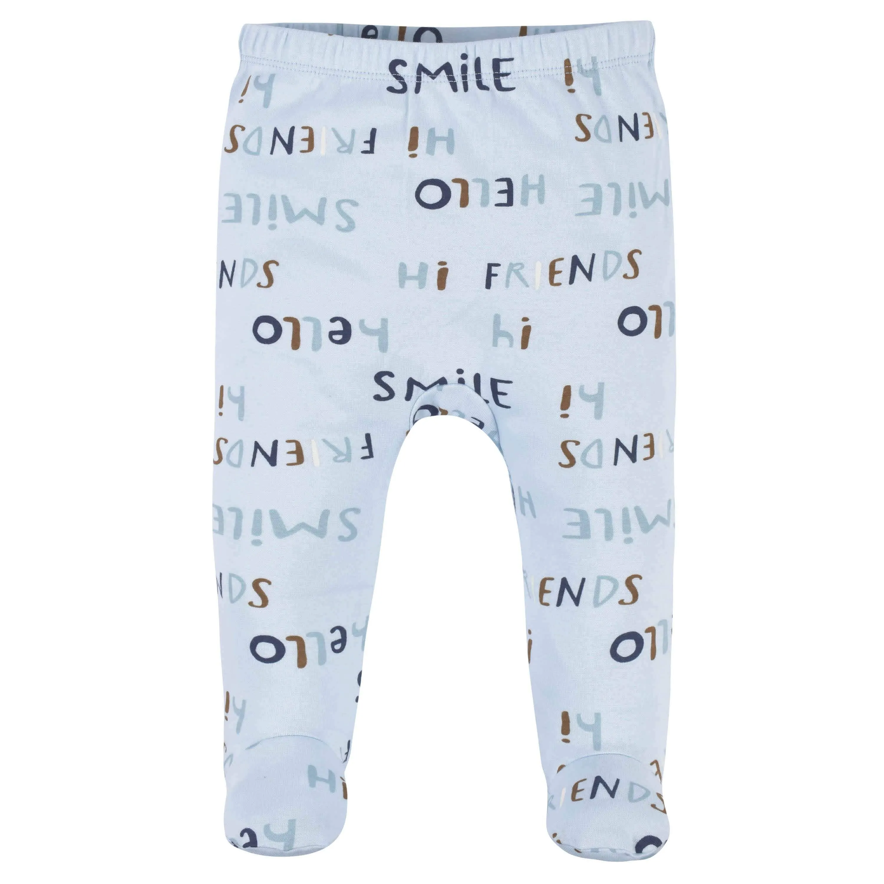 3-Piece Baby Boys Comfy Stretch Smile Long Sleeve Shirt, Footed Pant, & Cap Set