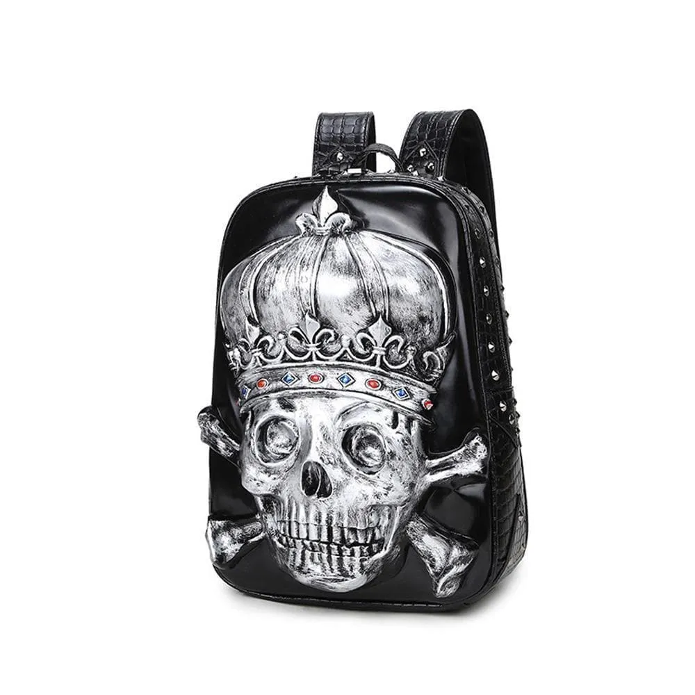 3D Backpack ,Fashion Punk Backpack, 3D Pirate Skull Crown Knapsack