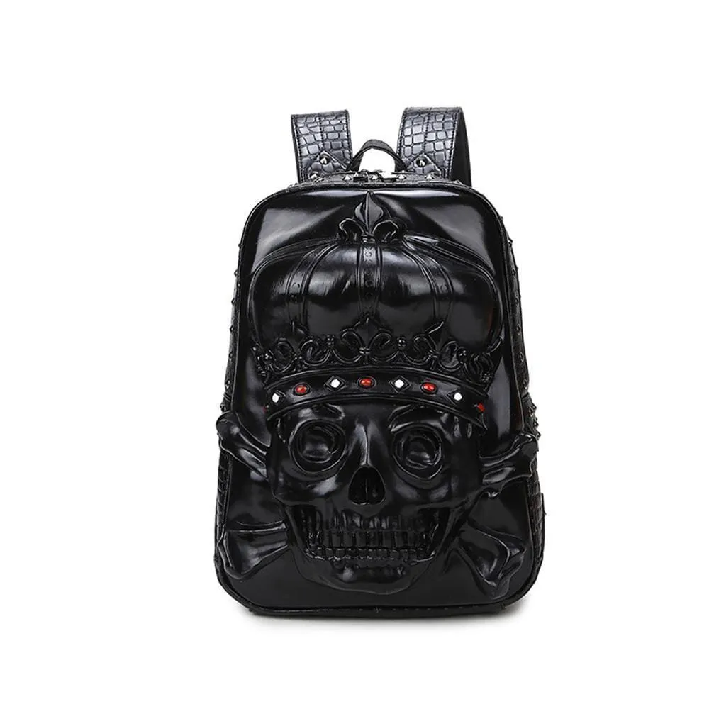 3D Backpack ,Fashion Punk Backpack, 3D Pirate Skull Crown Knapsack