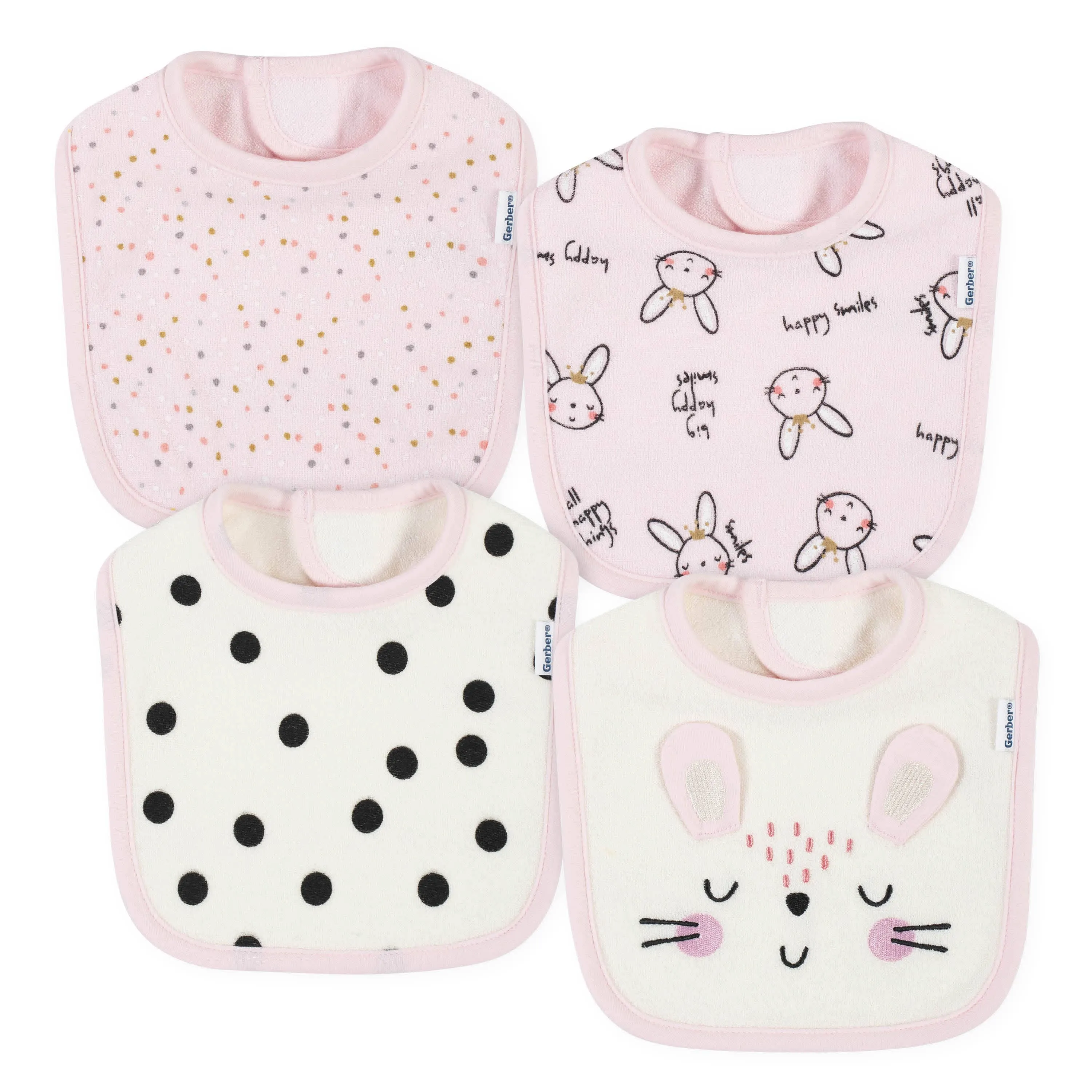 4-Pack Baby Girls Bunny Ballerina Bibs