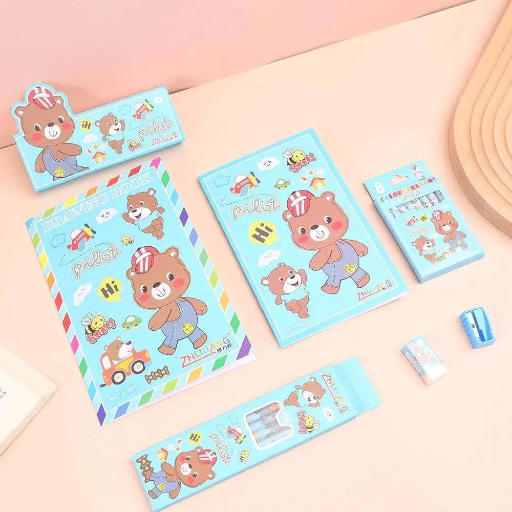 6 in 1 stationery combo set for all (Sky blue)