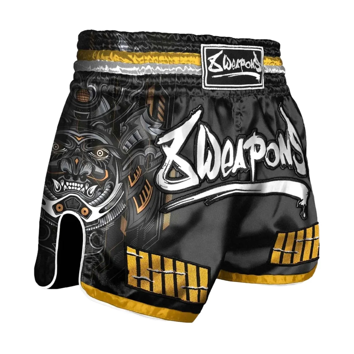 8 Weapons Samurai 2.0 Gold Muay Thai Shorts Black