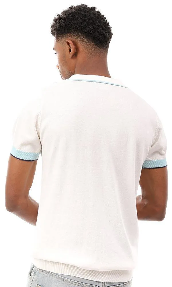 94794 Argyle Classic Collar Trendy Polo Shirt - Off White