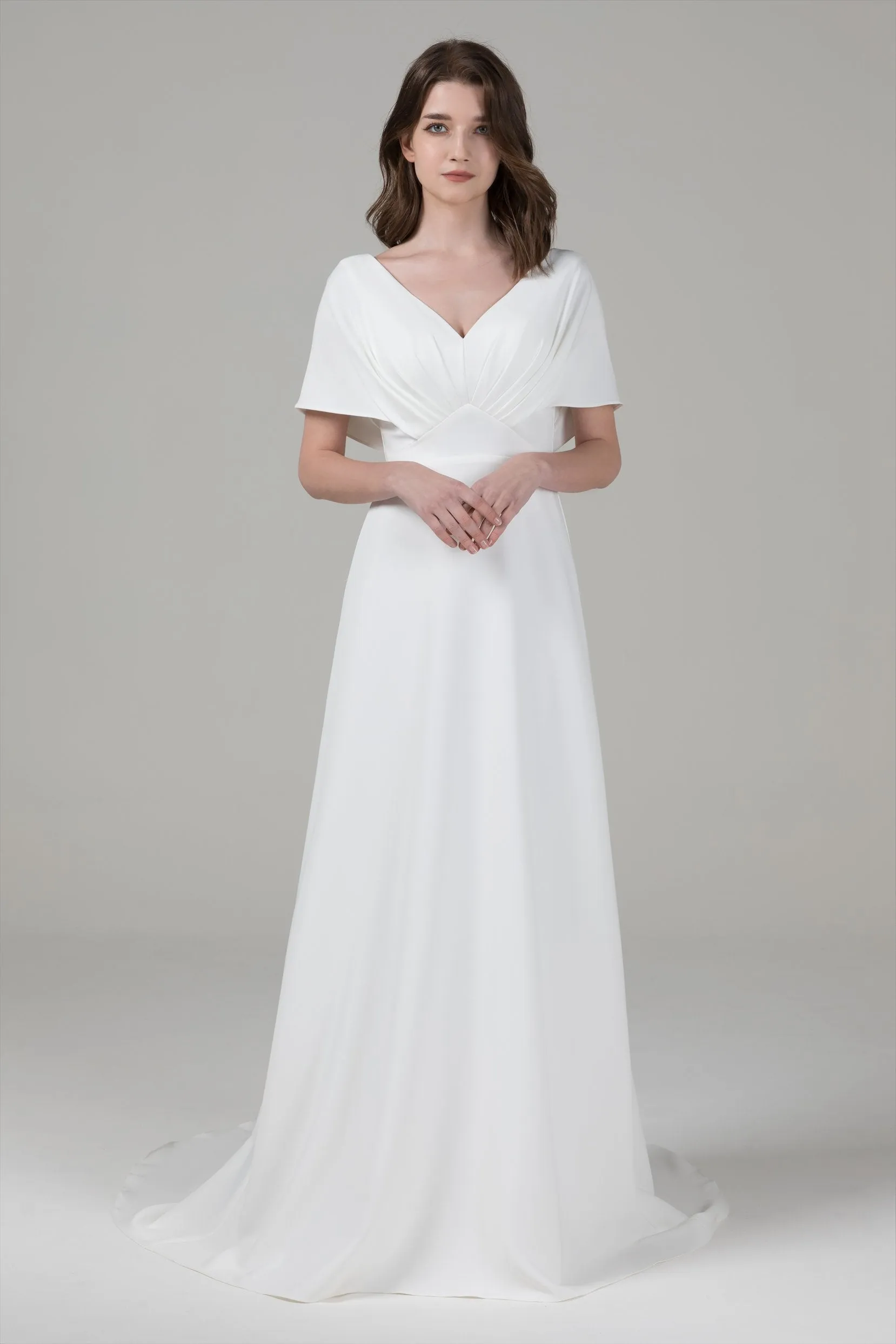 A-Line Court Train Elastic Cloth Wedding Dress CW2564