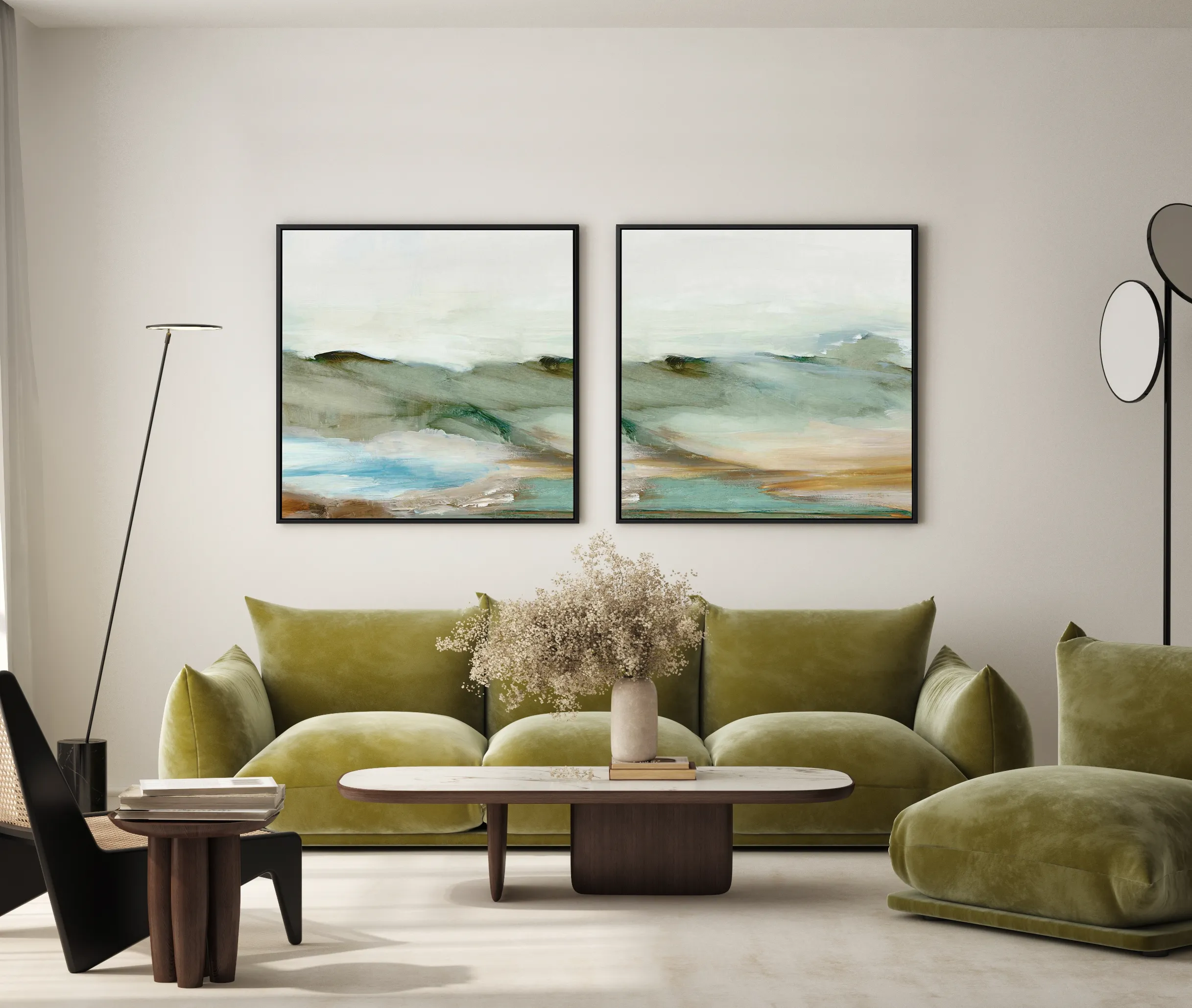 Abstract Landscape Left SQ | Framed Canvas Art Print