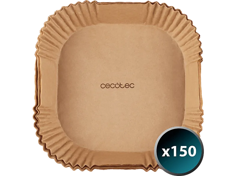 Accesorio freidora - Cecotec Cecofry Paper Pack, 230ºC, Apto freidoras de aire 5-6.5L, Pulpa natural 100%, Recubrimiento silicona alimentaria