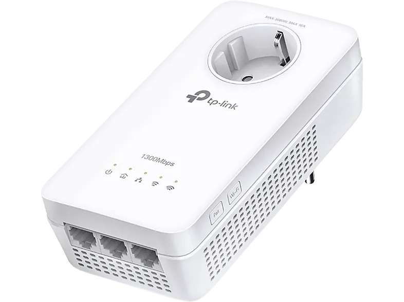 Adaptador PLC - TP-Link TL-WPA8631P, PLC AV1300, Wi-Fi AC1200 Doble Banda, 3 Puertos Gigabit, Blanco