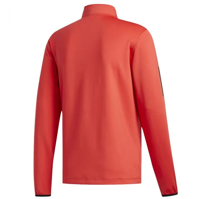 adidas 3-Stripe Midweight 1/4 Zip Golf Sweater - Coral/Black