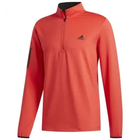 adidas 3-Stripe Midweight 1/4 Zip Golf Sweater - Coral/Black