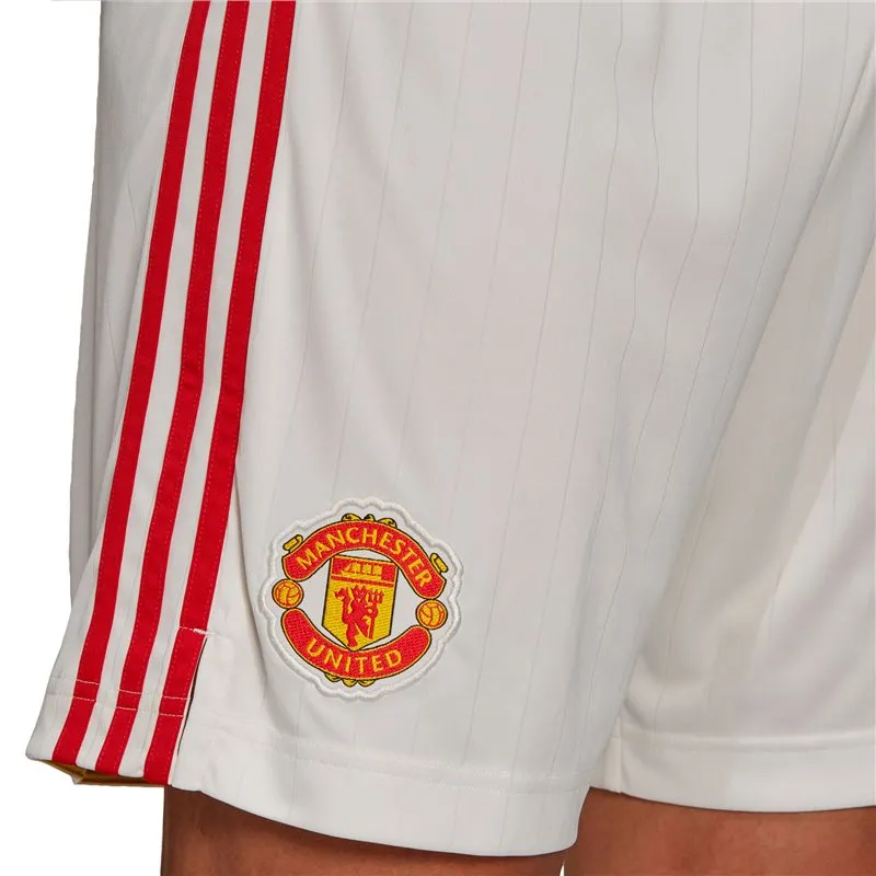 adidas Manchester United FC 2021/22 Official Home Shorts - Adult - Cloud White