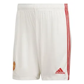 adidas Manchester United FC 2021/22 Official Home Shorts - Adult - Cloud White