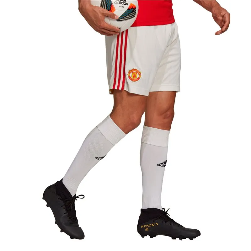 adidas Manchester United FC 2021/22 Official Home Shorts - Adult - Cloud White