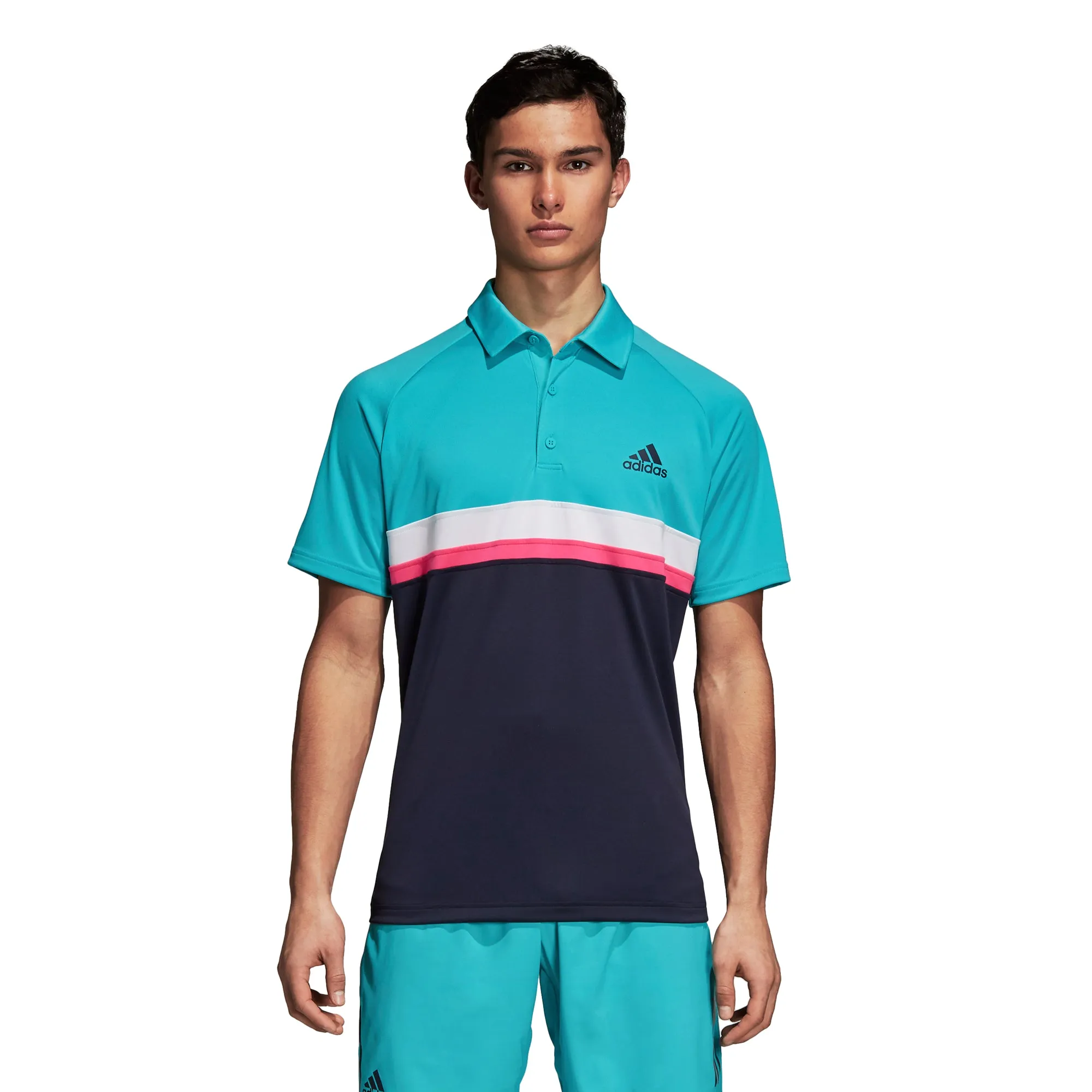 adidas Men's Polo Club - Color Block Hi-Res Aqua D98739