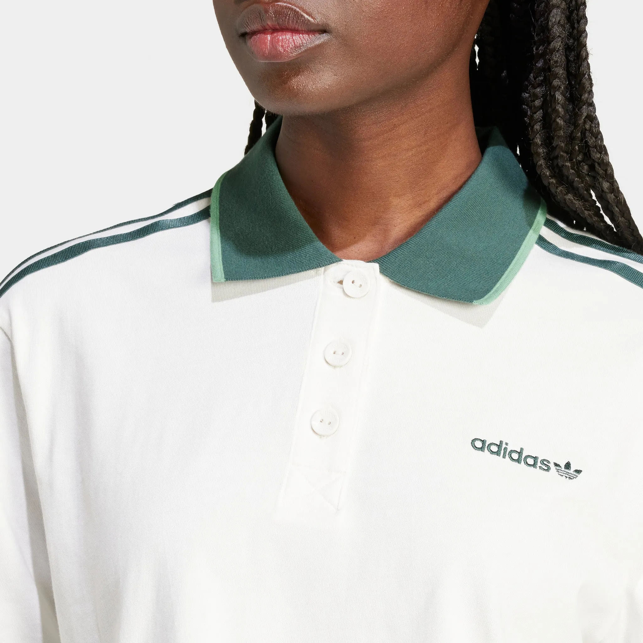 adidas Women's Cropped Polo Shirt / Cloud White