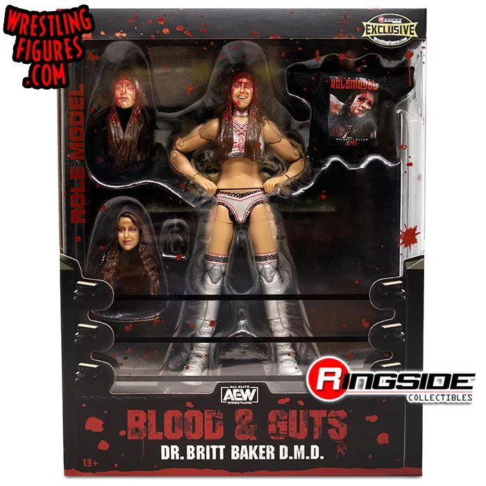 AEW : Britt Baker "Lights Out" Blood & Guts Ringside Exclusive Figure Set * Hand Signed (Silver) *