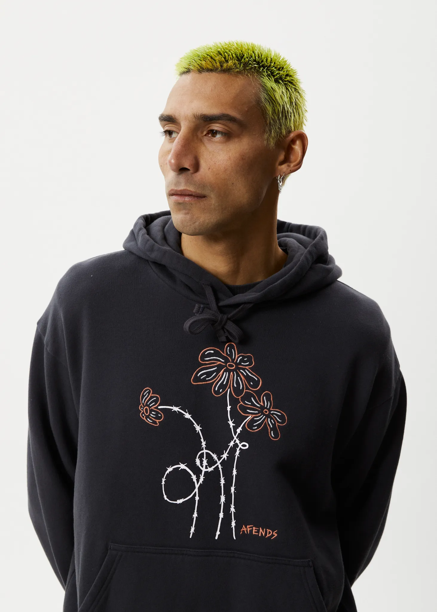 AFENDS Mens Dazed - Graphic Hoodie - Charcoal