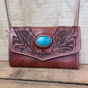 American Darling Leather Wallet with Turquoise ADBGH105B