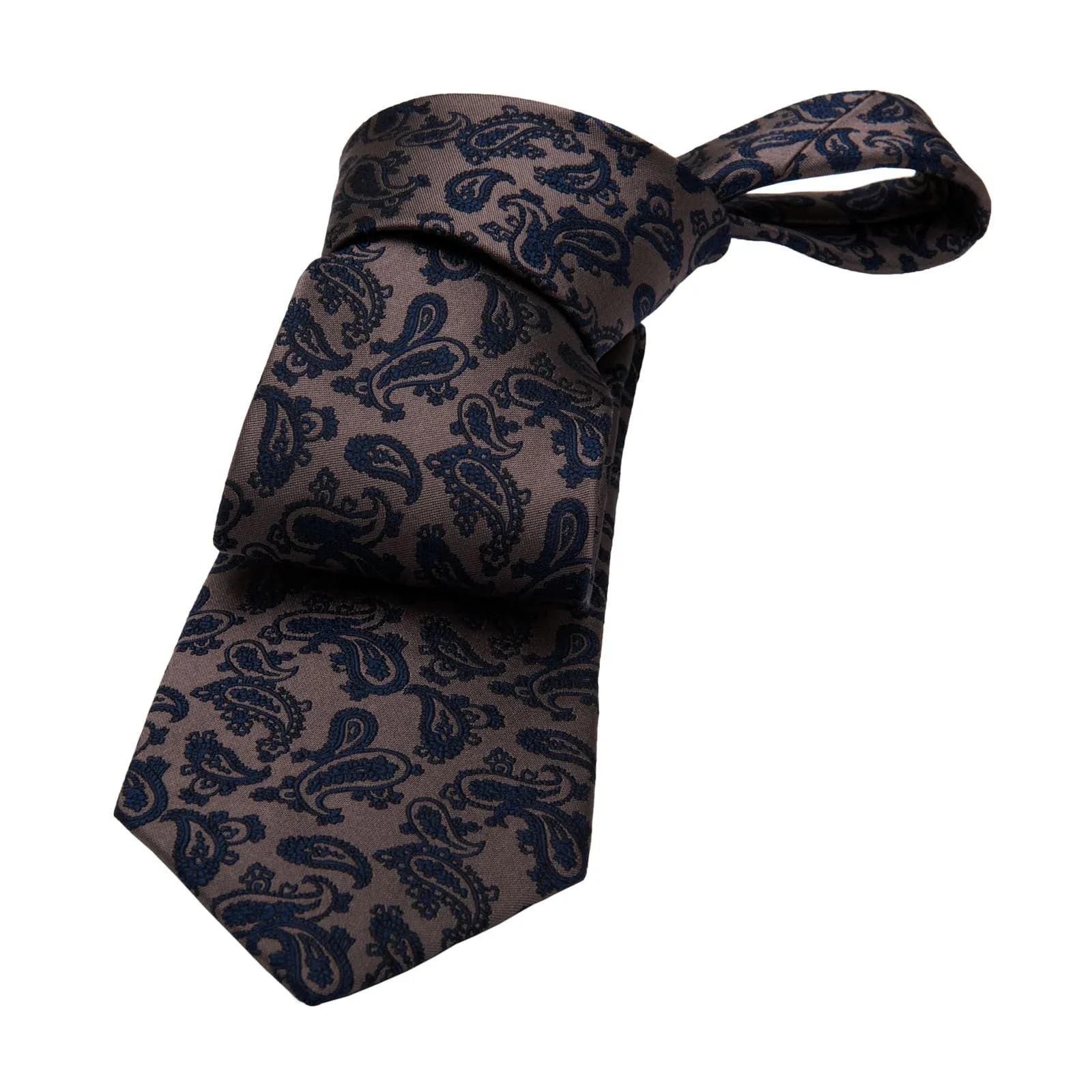 Amesbury Paisley Silk Tie, Brownish Gold / Navy