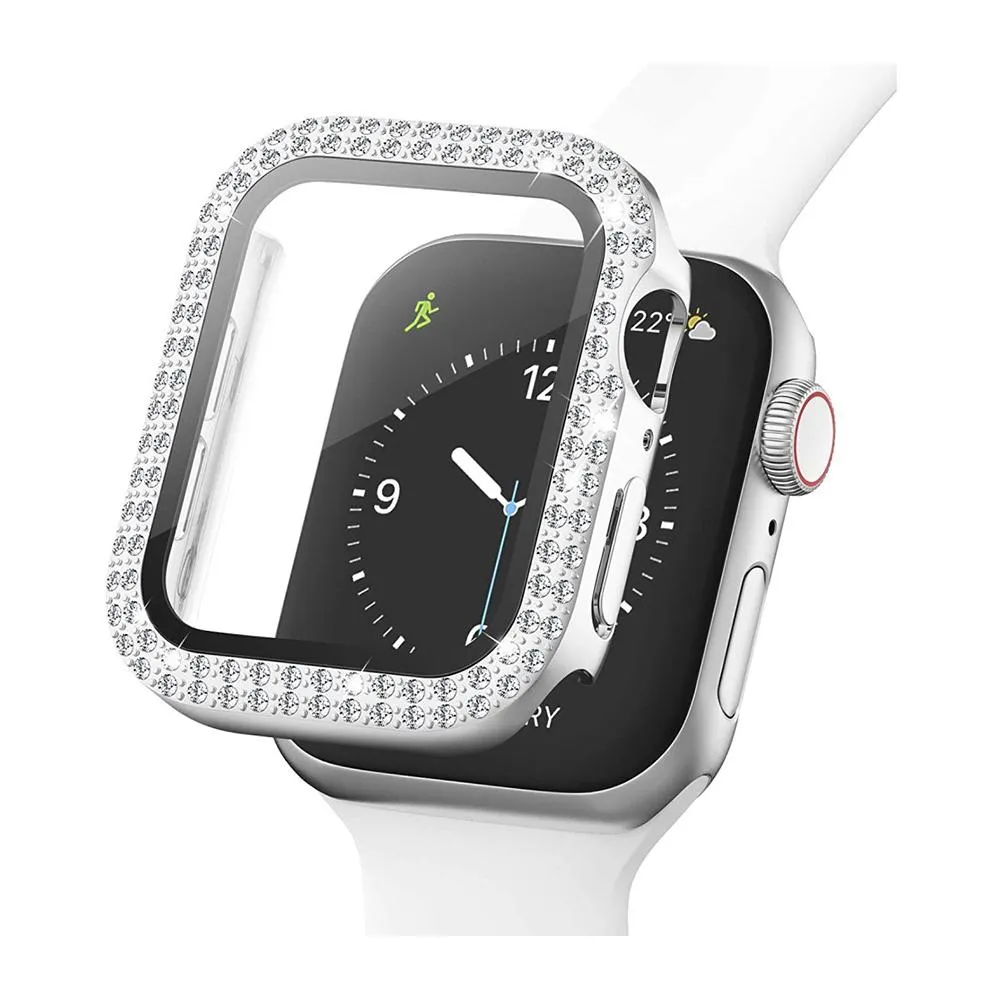 Apple Watch (38mm) Hårdt Plast Case m. Indbygget Skærmbeskyttelse - Sølv & Rhinsten