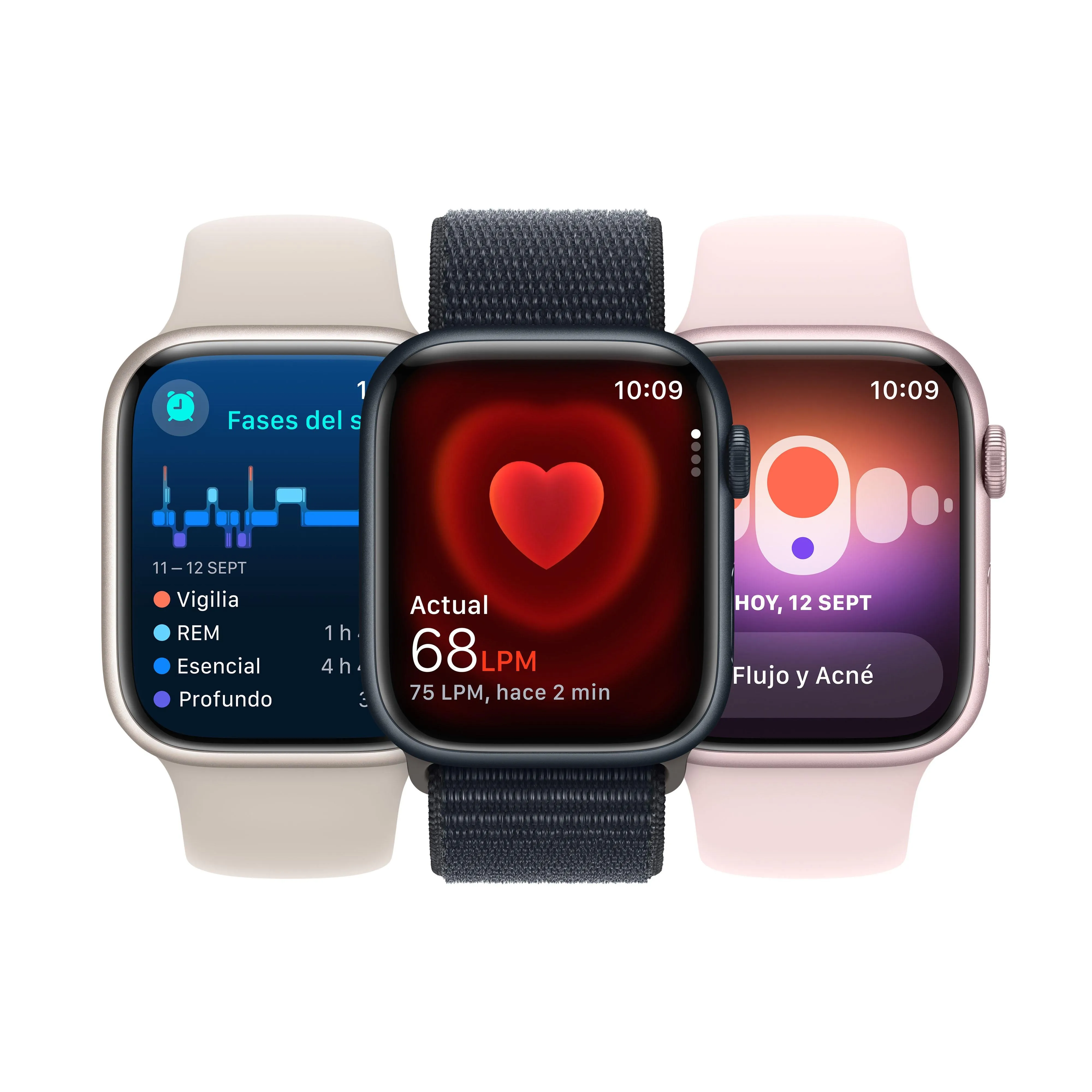 Apple Watch Series 9 (GPS) - Caja de aluminio en plata de 41 mm - Correa deportiva azul tempestad - Talla S/M