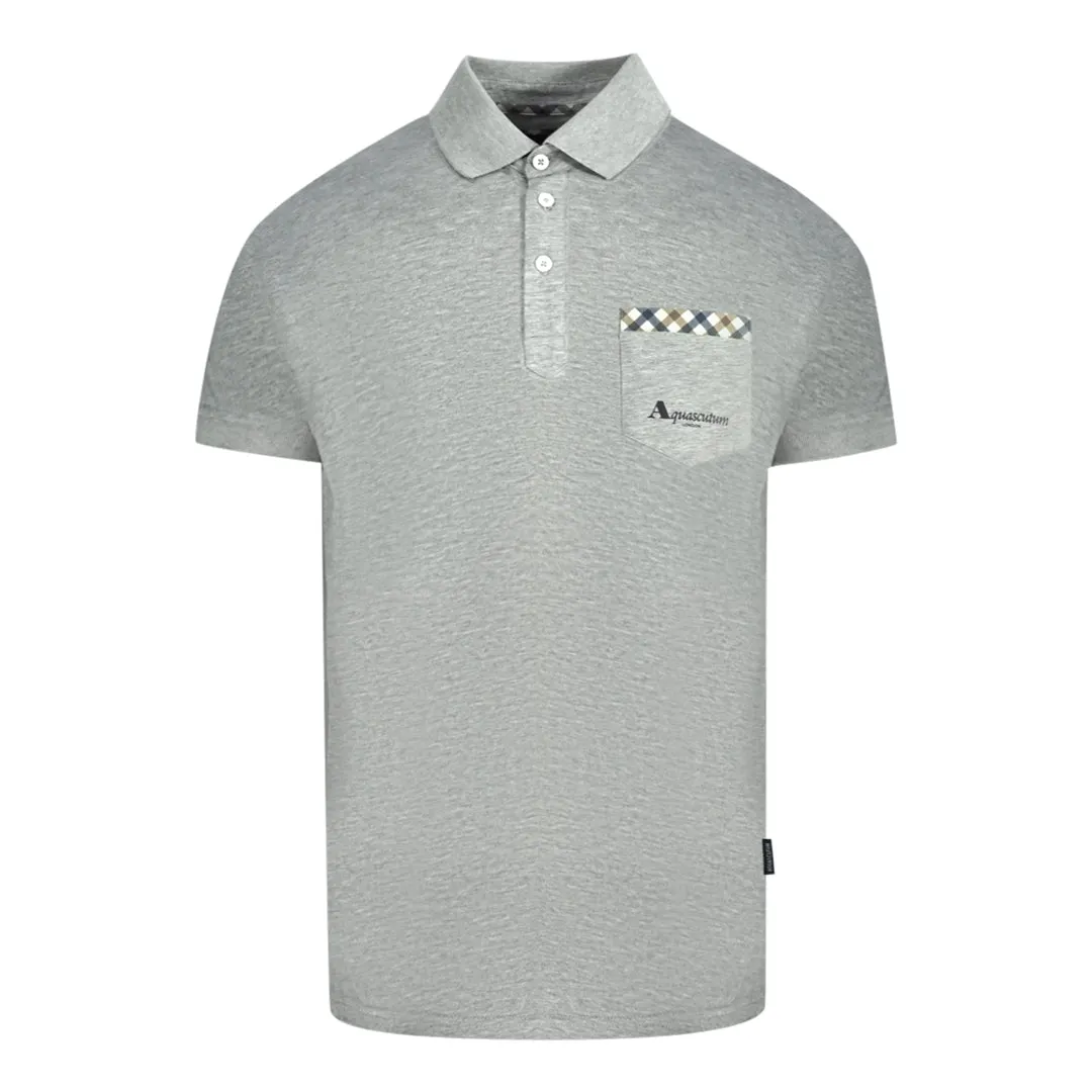 Aquascutum Check Pocket Grey Polo Shirt