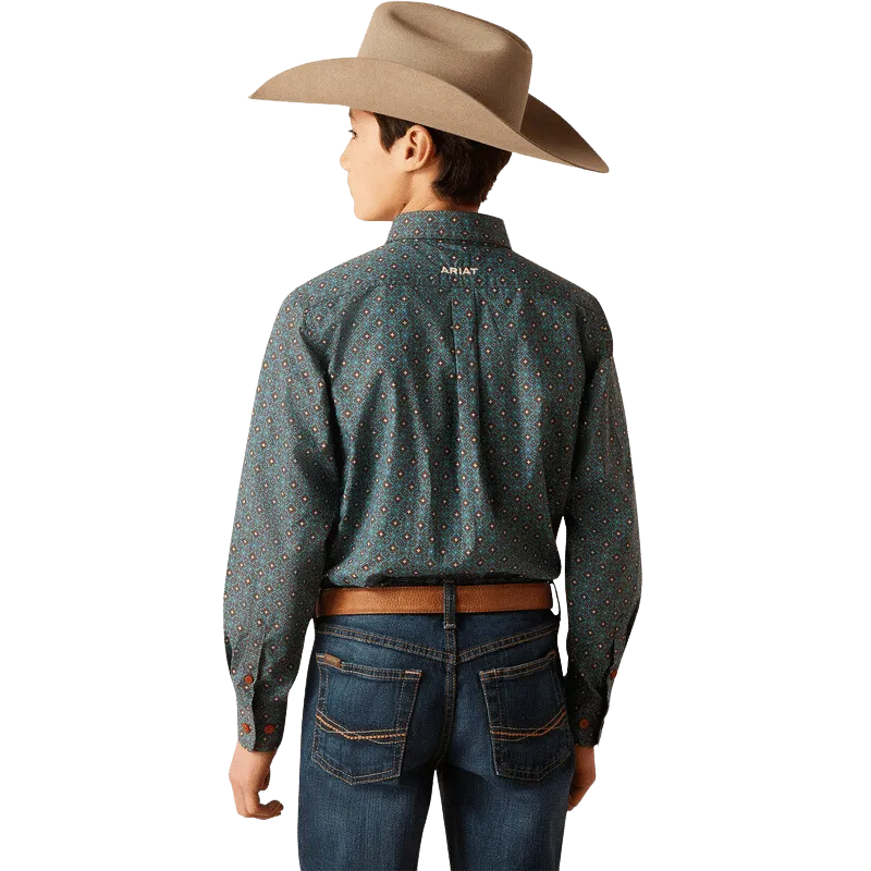 Ariat Boys Broderick Bitter Chocolate Classic Fit Long Sleeve Shirt 10046432