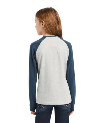 Ariat Girl's REAL Heather Grey Baseball Tee 10042301