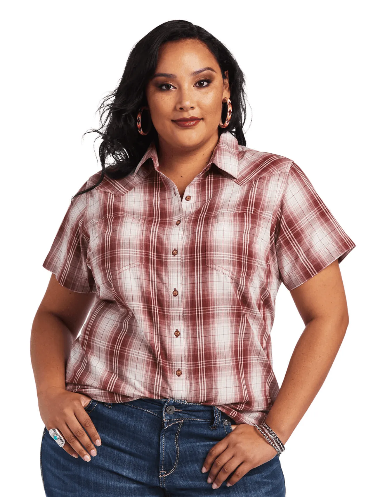 Ariat Women's REAL Billie Jean Short Sleeve Plaid Shirt 10040704