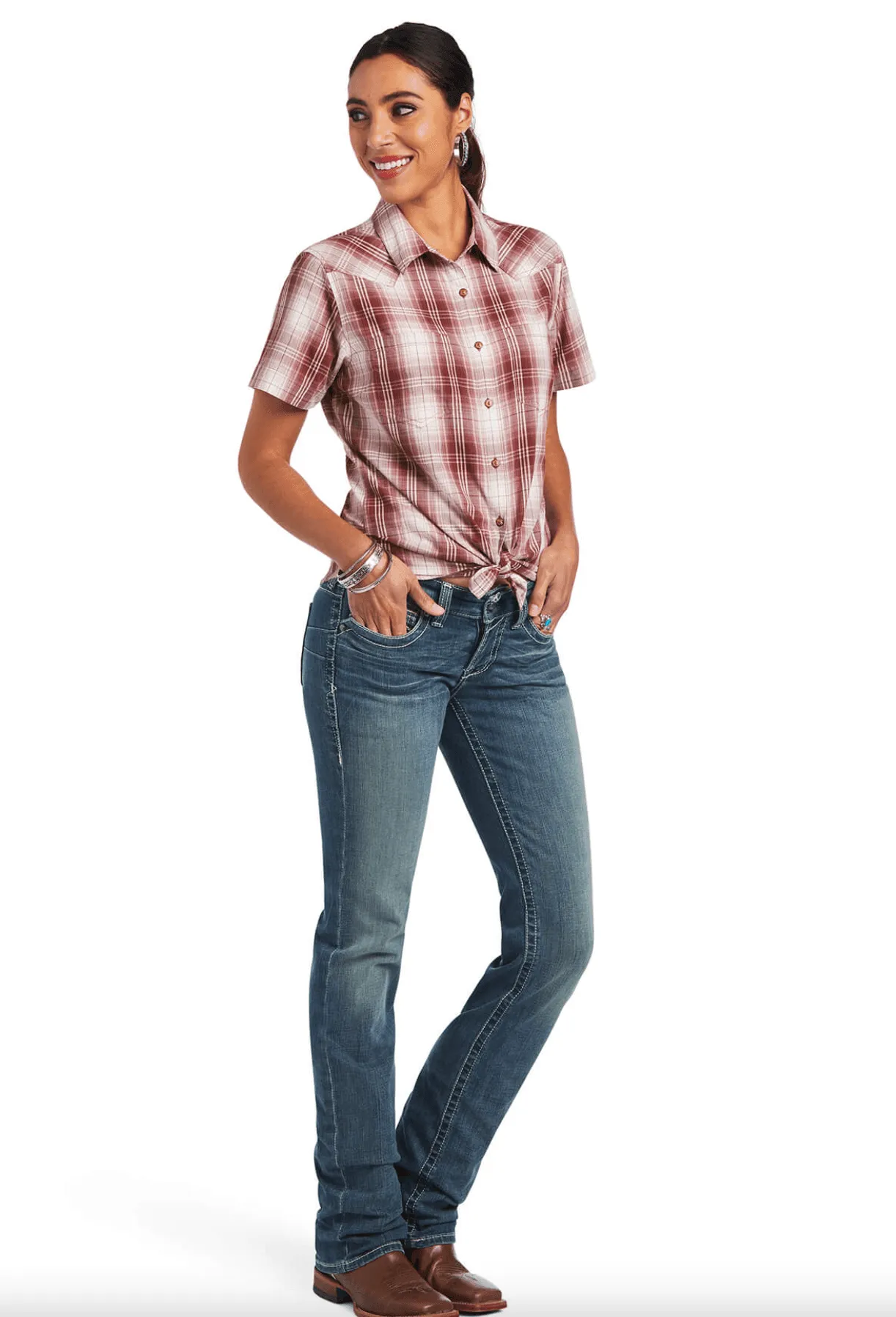 Ariat Women's REAL Billie Jean Short Sleeve Plaid Shirt 10040704