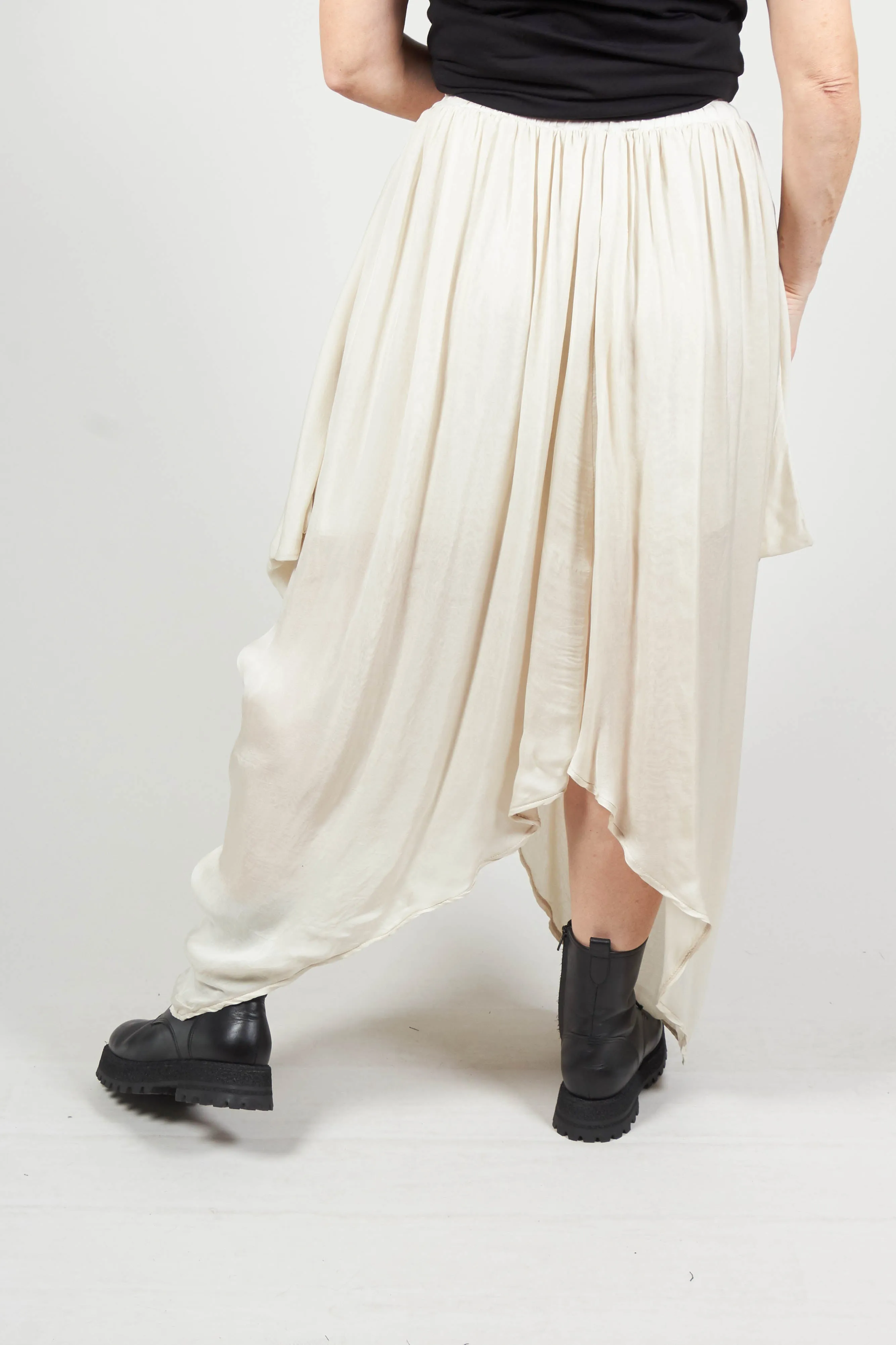 Asymmetric Hem Skirt in Pale Sand