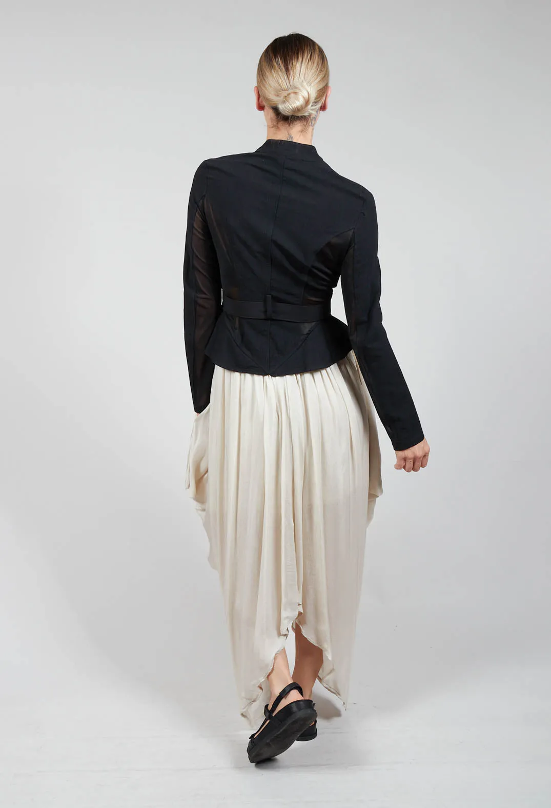 Asymmetric Hem Skirt in Pale Sand