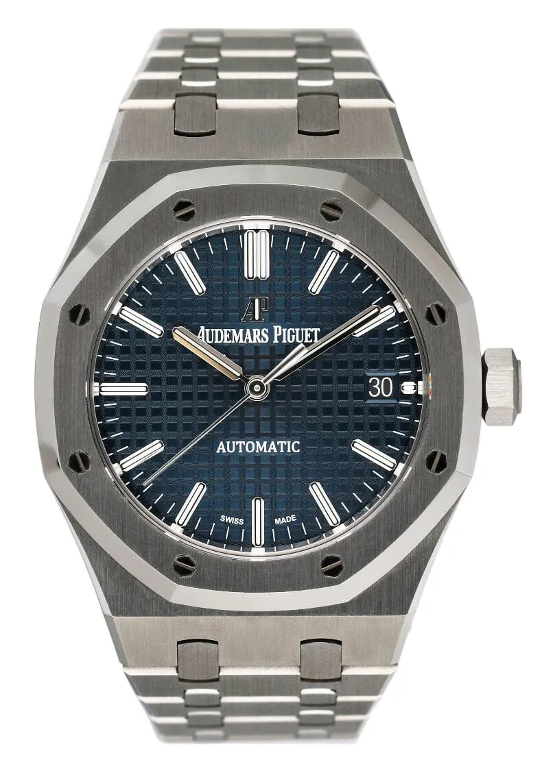 Audemars Piguet Royal Oak 15450ST Blue Dial Mens Watch Box Papers