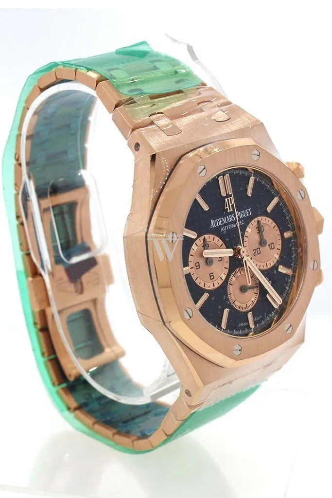 Audemars Piguet Royal Oak Blue Grande Tapisserie Dial Men's 18K Rose Gold Watch 26331OR.OO.1220OR.01 Pre Owned