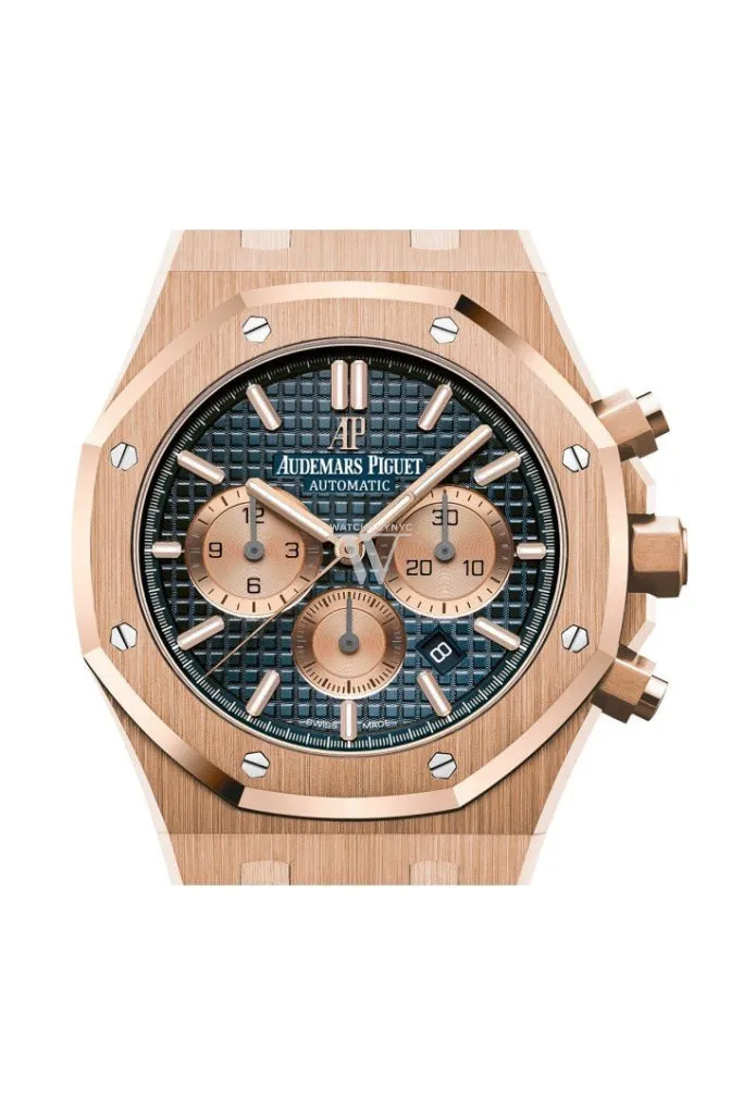 Audemars Piguet Royal Oak Rose Gold Blue Dial Blue Leather Strap 26331OR.OO.D315CR.01 DCM