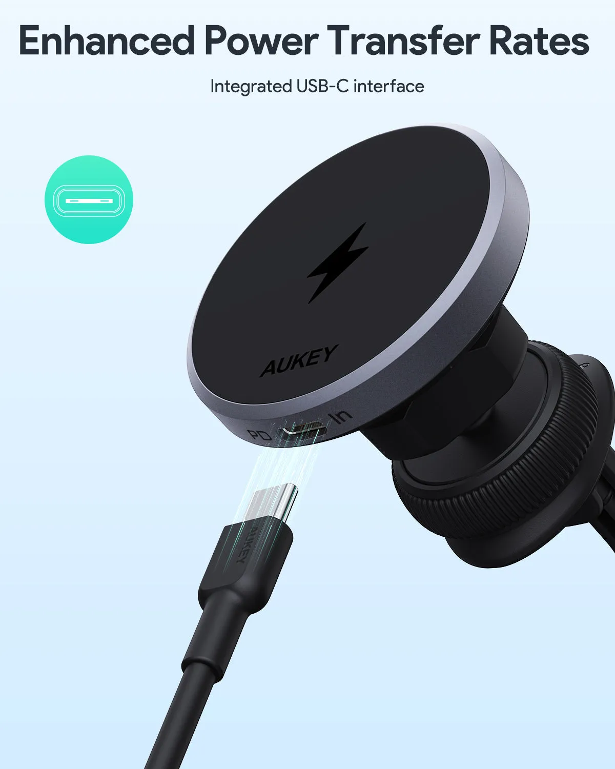 Aukey HD-MC13 MagLink Dash Magnetic 15W Wireless Charging Phone Mount