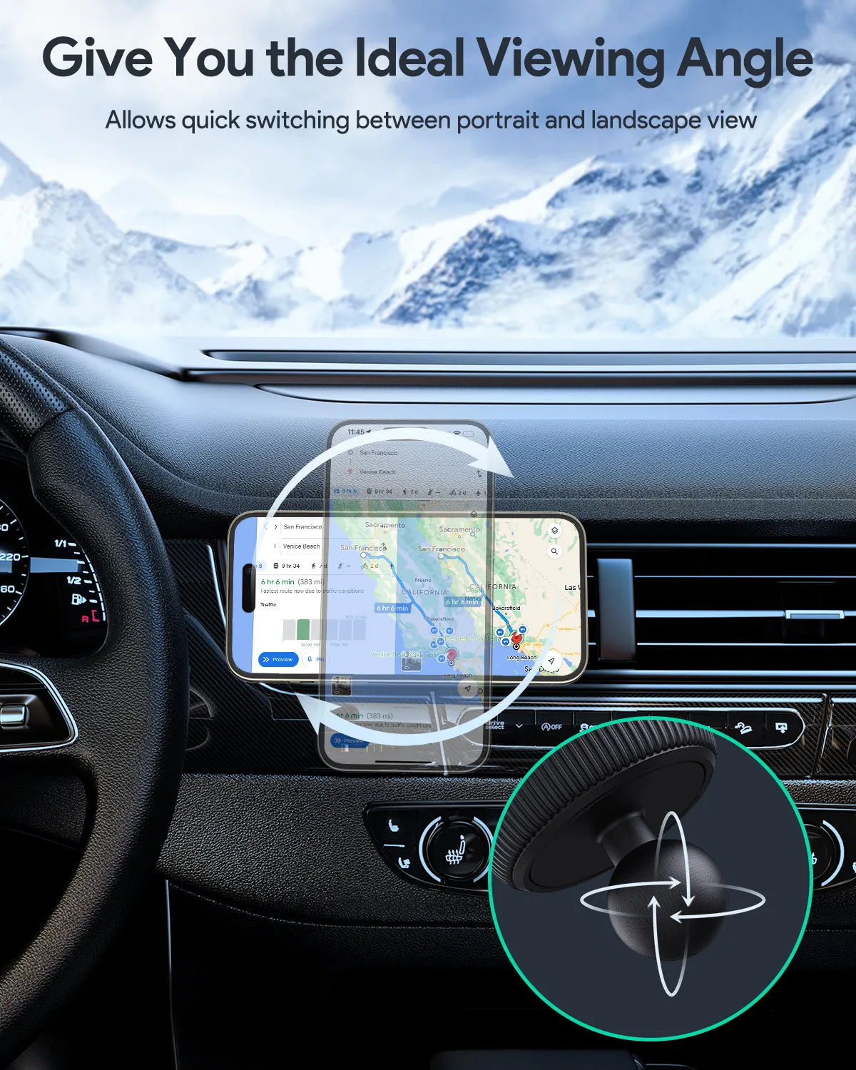 Aukey HD-MC13 MagLink Dash Magnetic 15W Wireless Charging Phone Mount