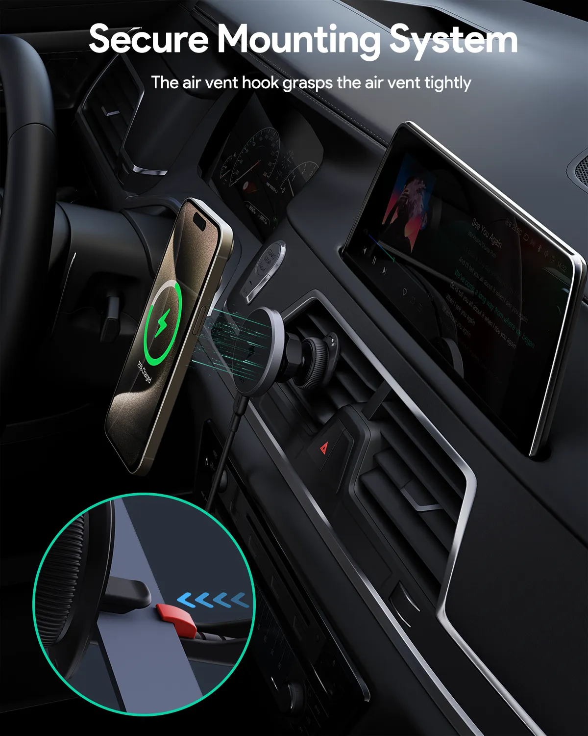 Aukey HD-MC13 MagLink Dash Magnetic 15W Wireless Charging Phone Mount