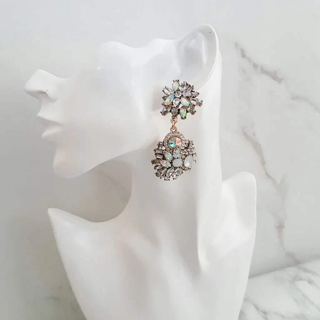 AYVA White & Gold Drop Earrings