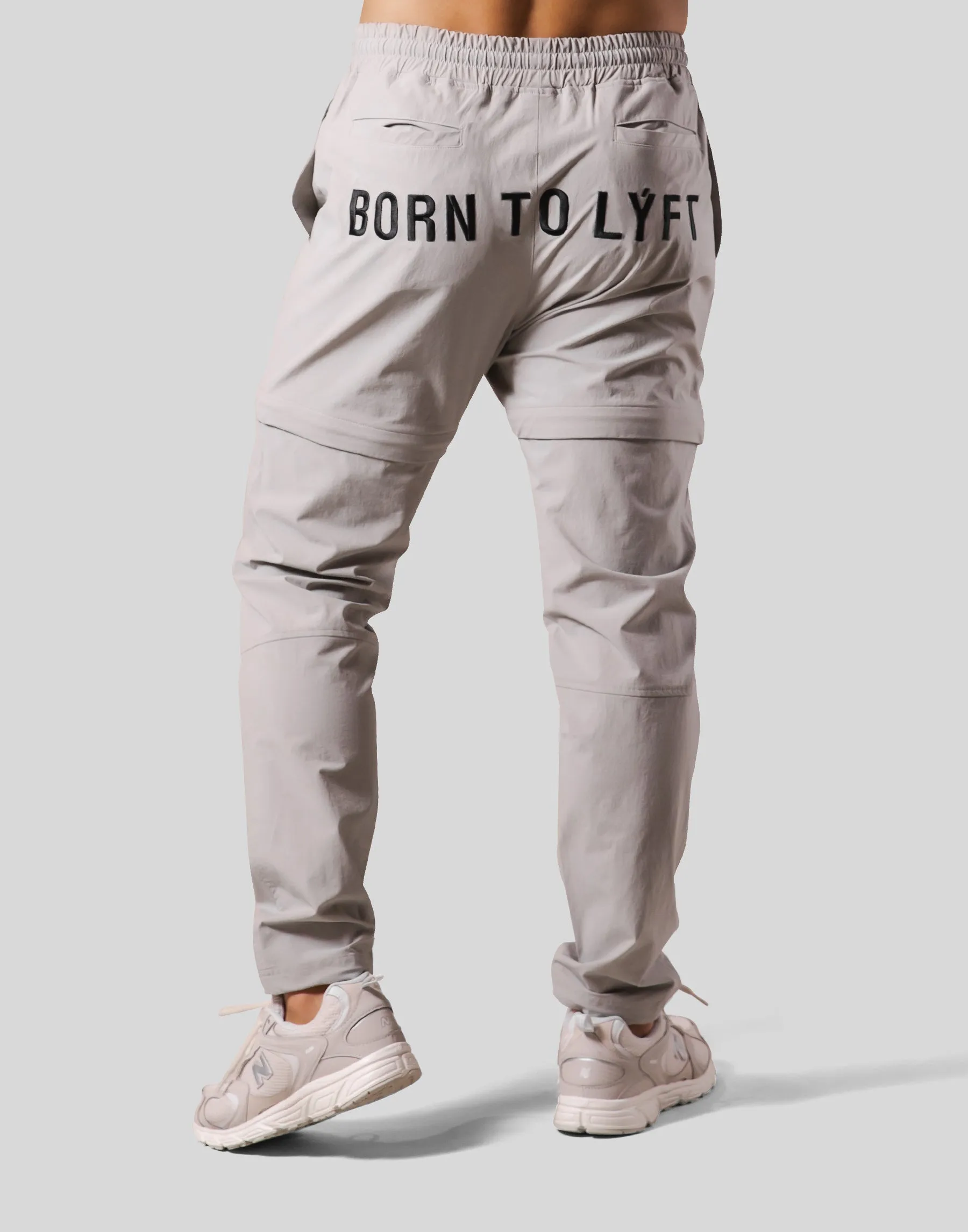 Back Message Separate Nylon Pants - Grey