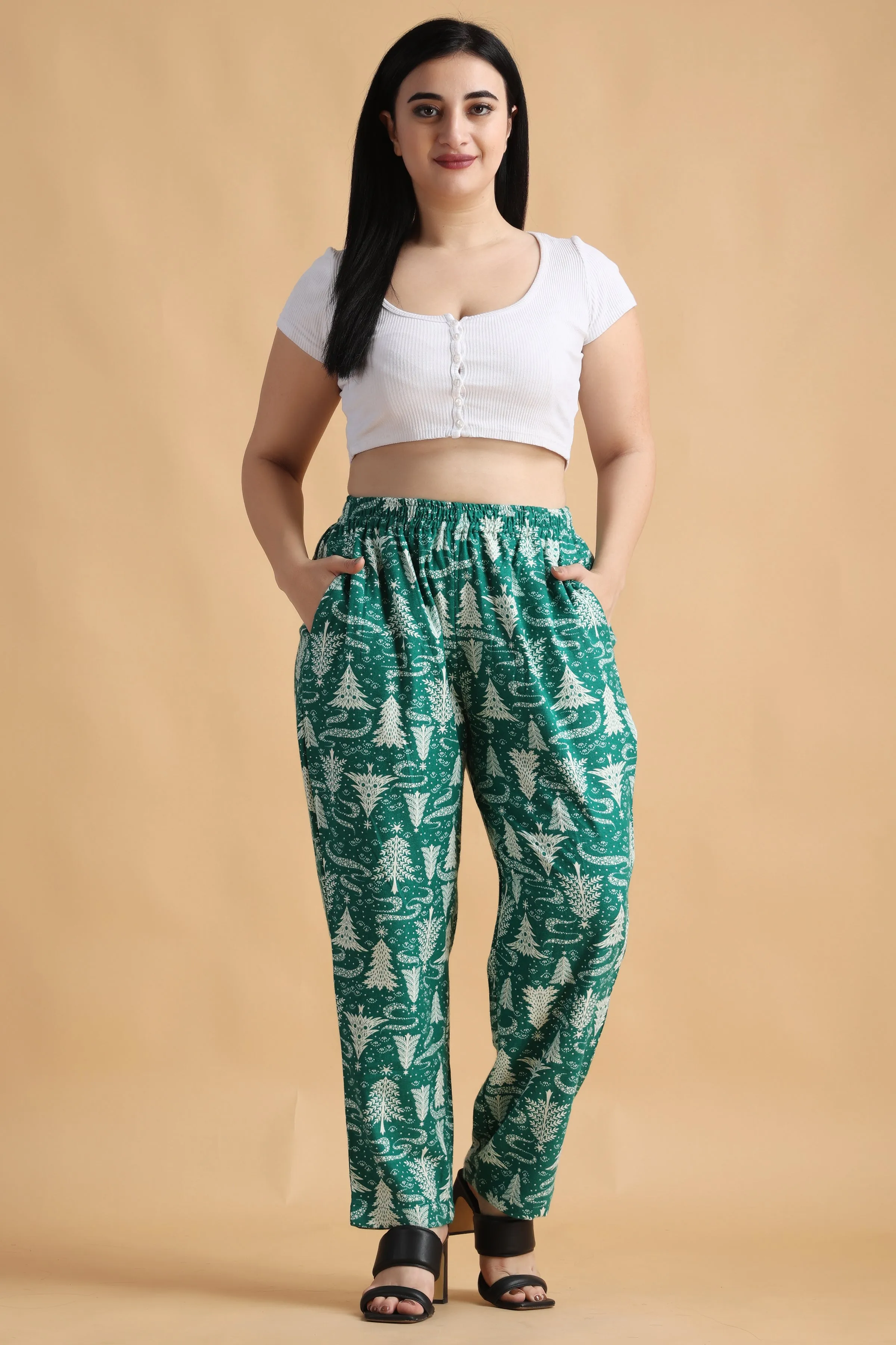 Bamboo Green Printed Woollen Pajama