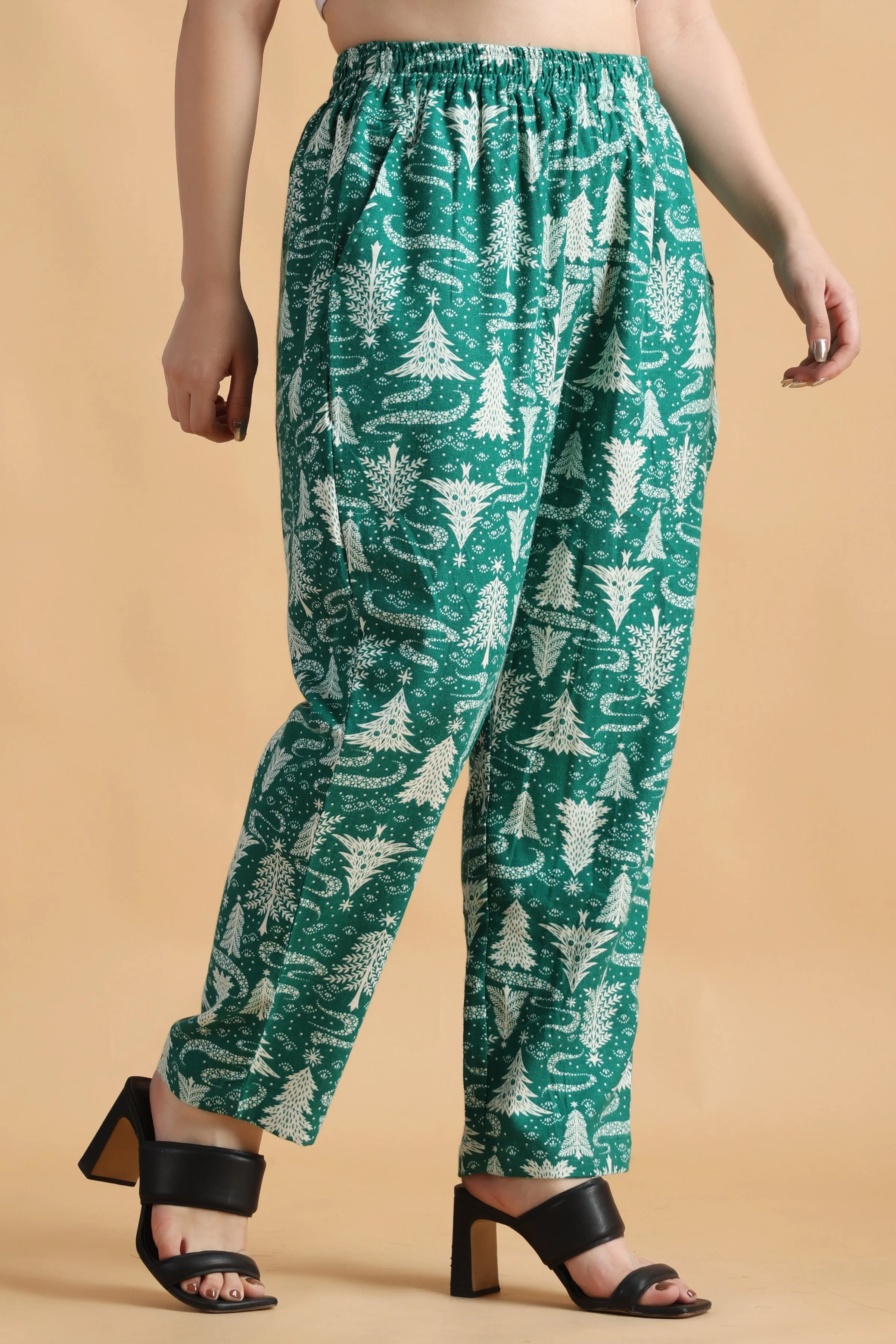 Bamboo Green Printed Woollen Pajama