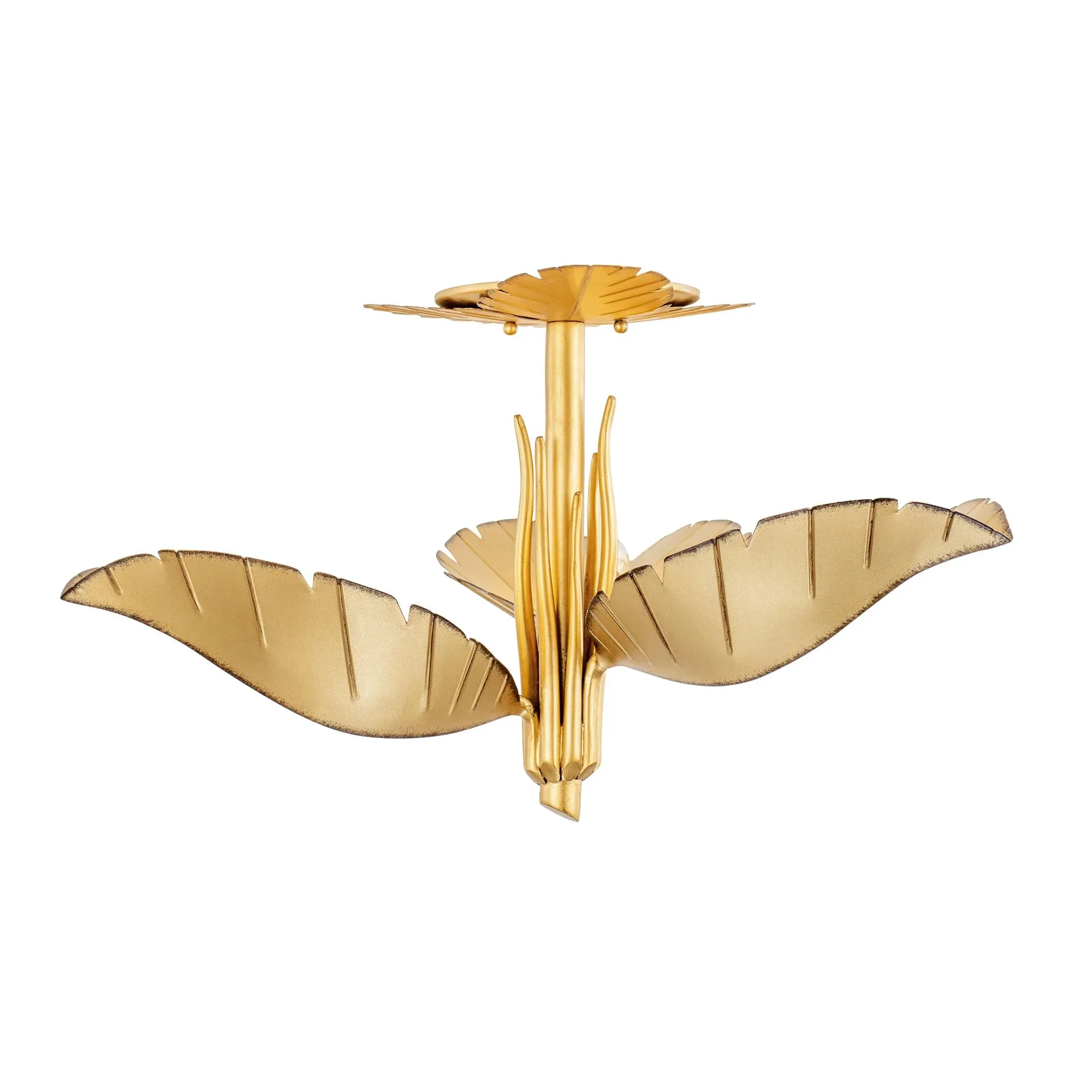 Banana Leaf 901S03GO Leaf 3-Light Ceiling Light - Gold/Dark Edging