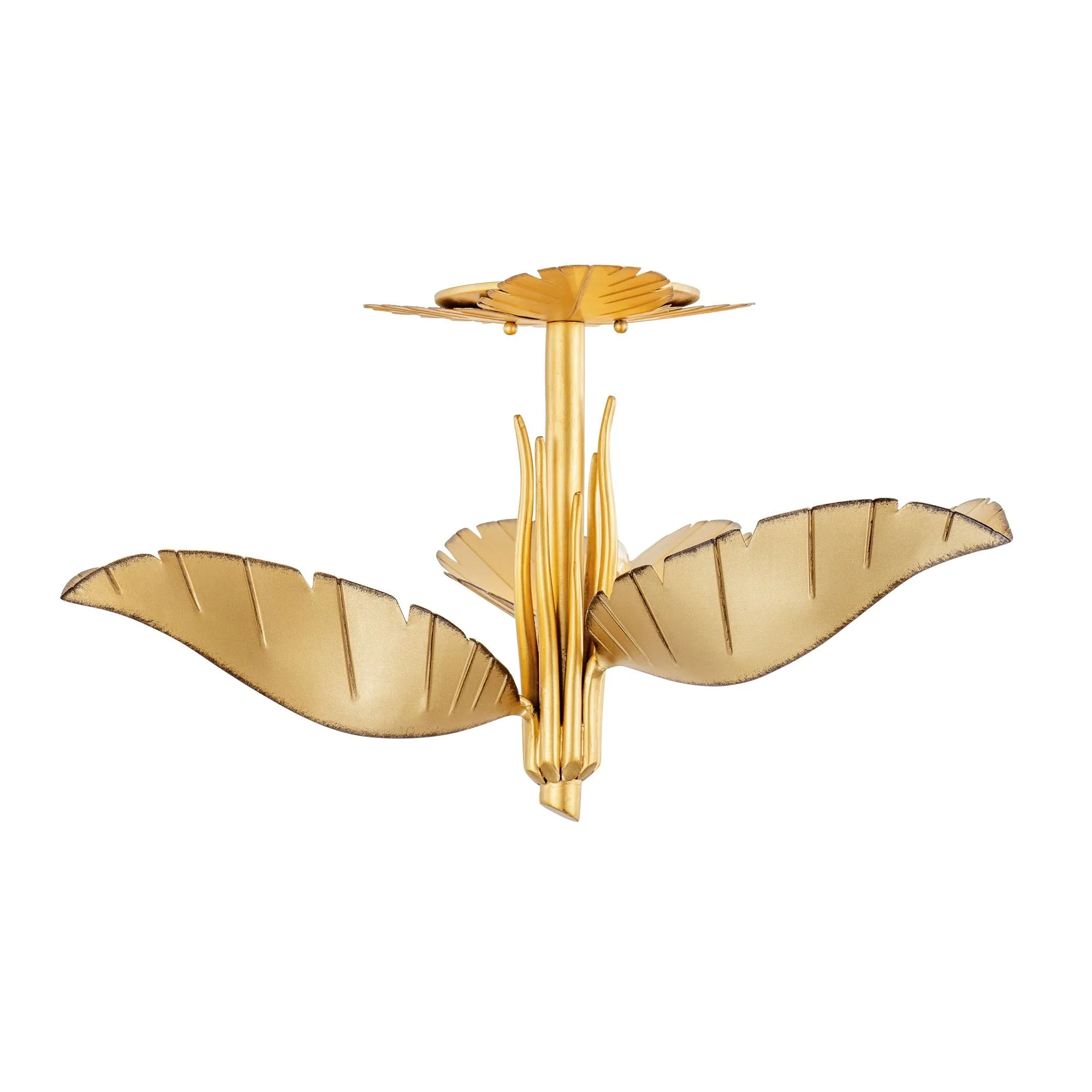 Banana Leaf 901S03GO Leaf 3-Light Ceiling Light - Gold/Dark Edging