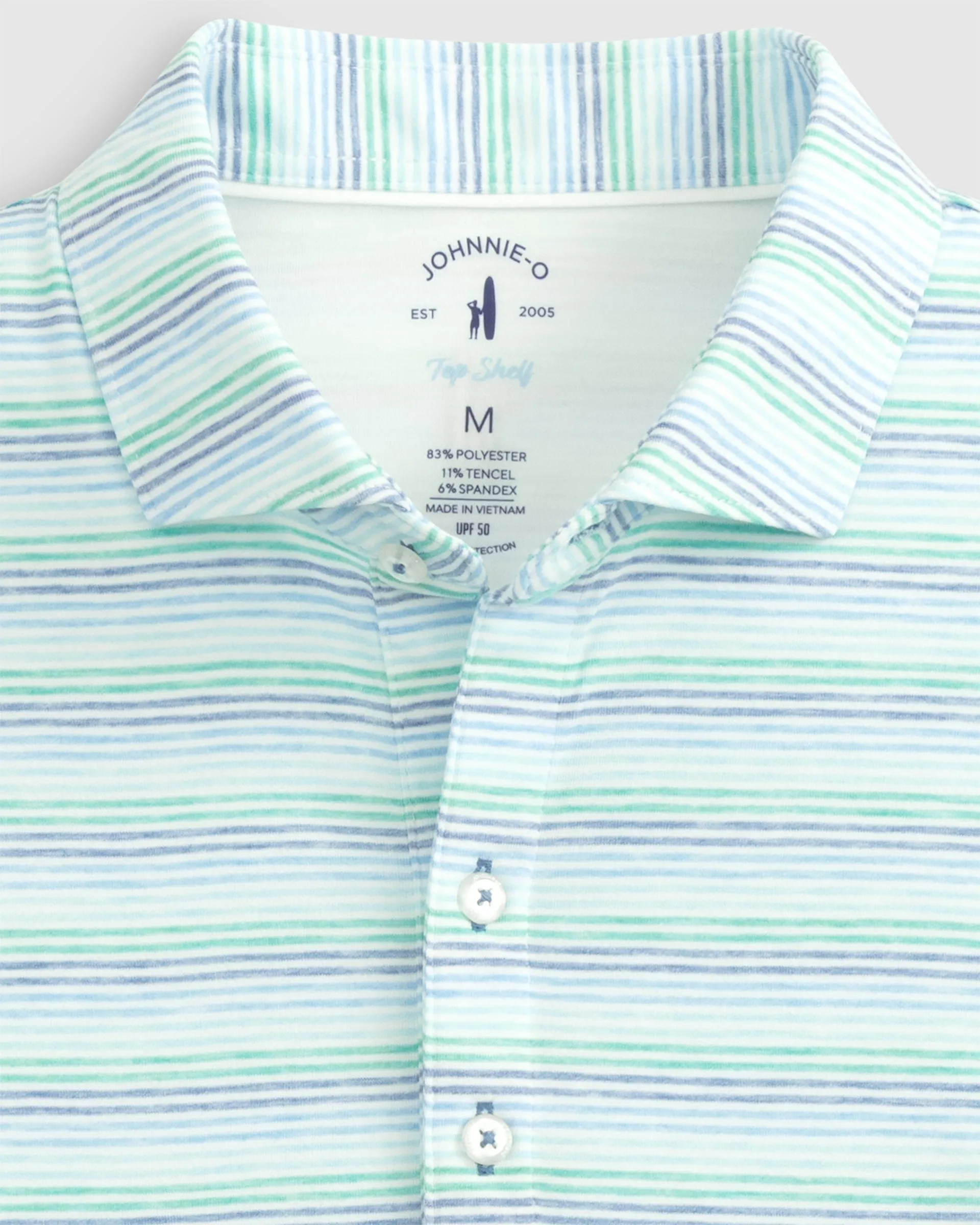 Barton Striped Top Shelf Performance Polo - Lake